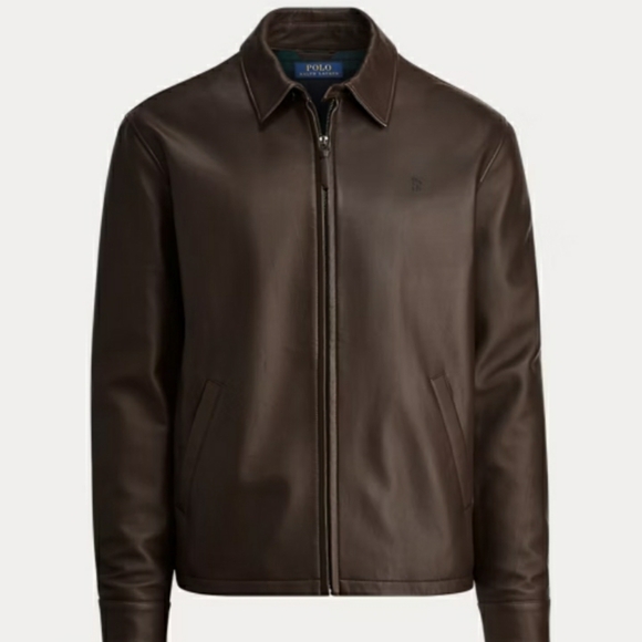 NWT Polo Ralph Lauren Leather Jacket - Biscon Brown - Picture 2 of 16